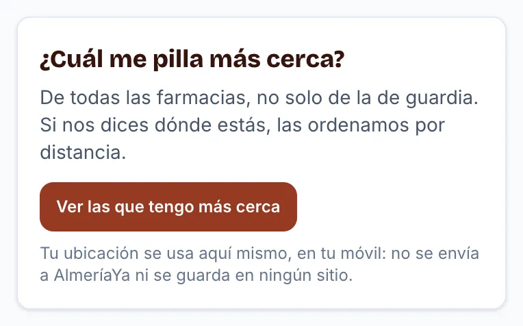 El recuadro «¿Cuál me pilla más cerca?»