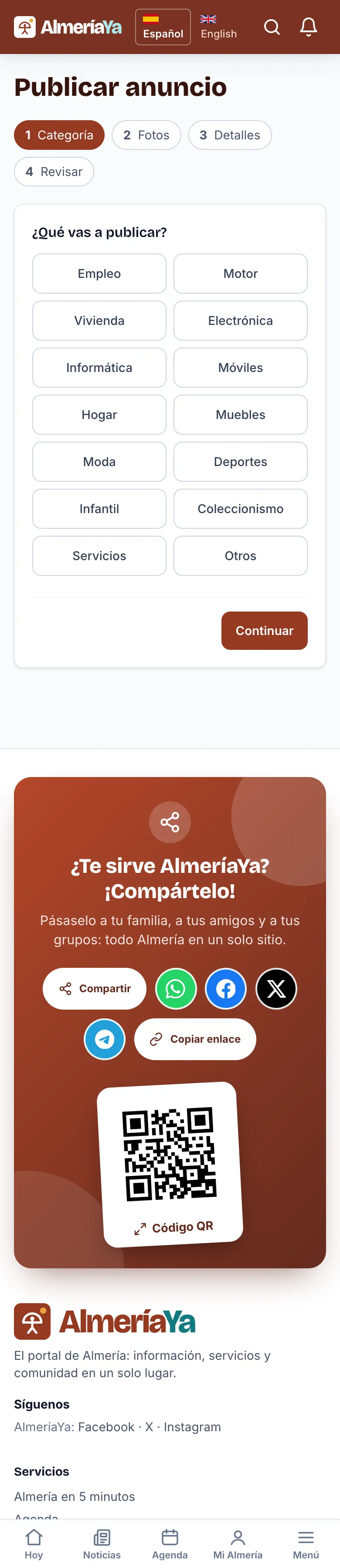 Publicar anuncio, paso 1: elegir la categoría