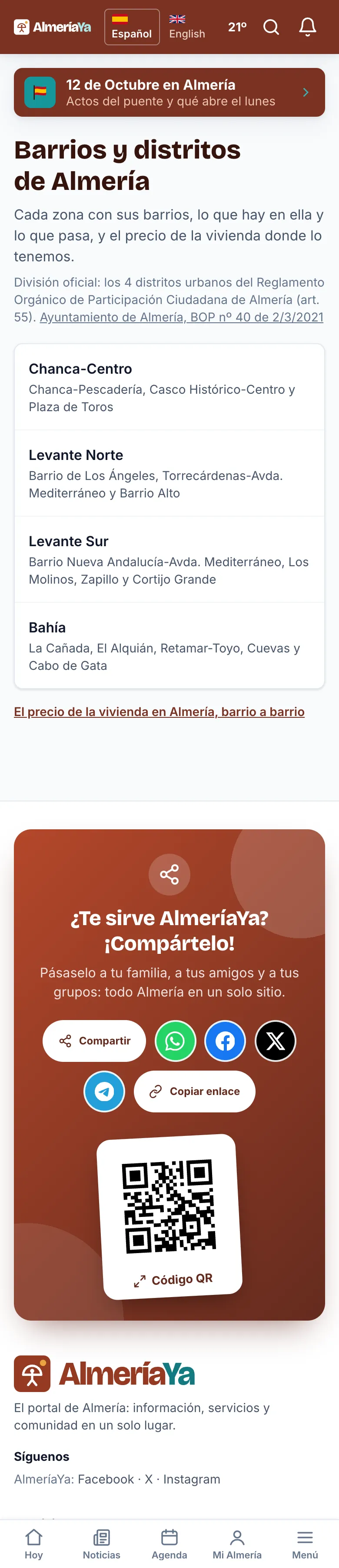 La página de un barrio