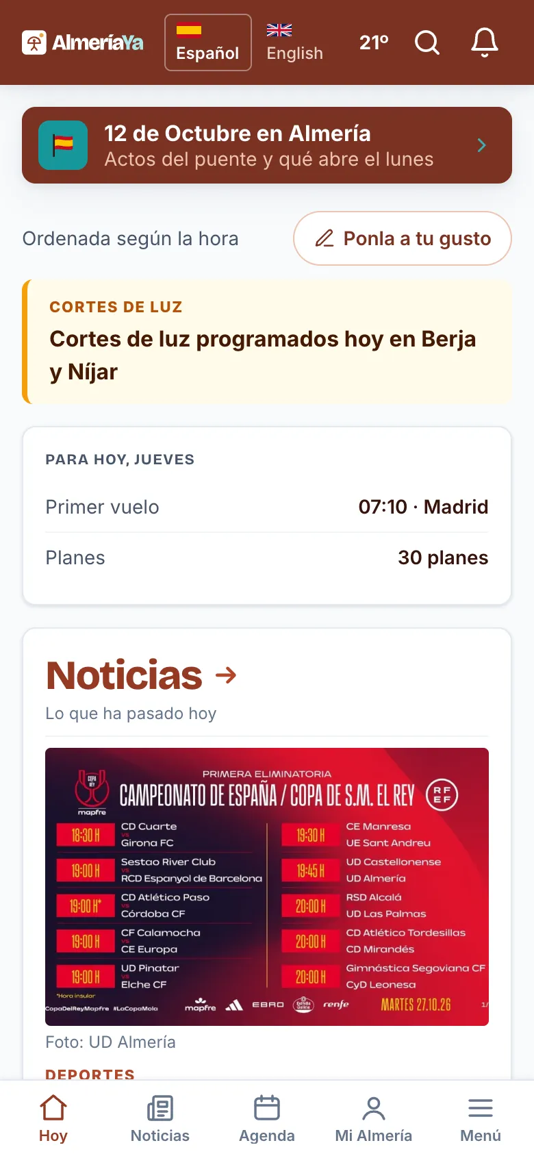 La portada de AlmeríaYa en el móvil