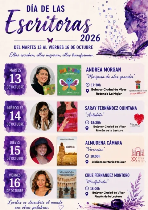 Imagen de la noticia: Vícar celebra el Día de las Escritoras con cuatro encuentros literarios