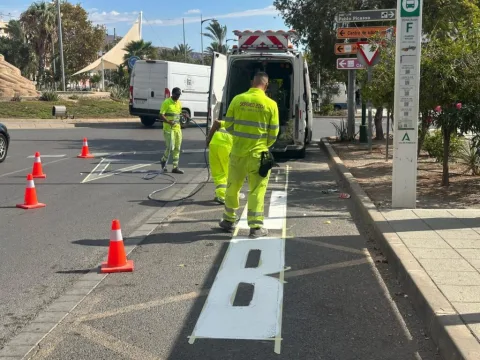 Imagen de la noticia: Vícar repinta la señalización de ocho kilómetros de la N-340 entre El Parador y El Cosario