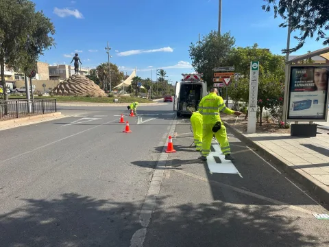 Imagen de la noticia: Vícar repinta la señalización de ocho kilómetros de la N-340 entre El Parador y El Cosario