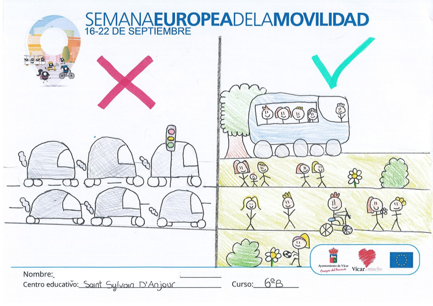 Image for the story: Vícar awards five students for their drawings on sustainable mobility