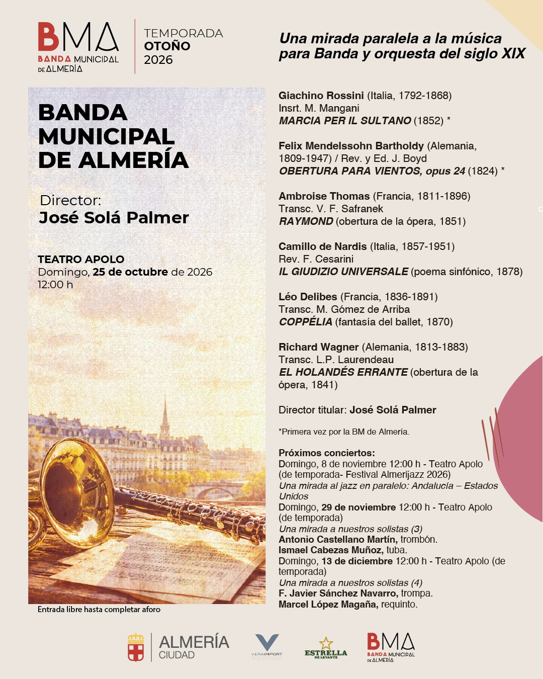 Imagen de la noticia: La Banda Municipal viaja al siglo XIX europeo este domingo en el Apolo